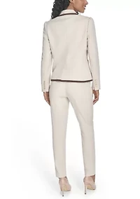 Women's Contrast Trim One Button Blazer