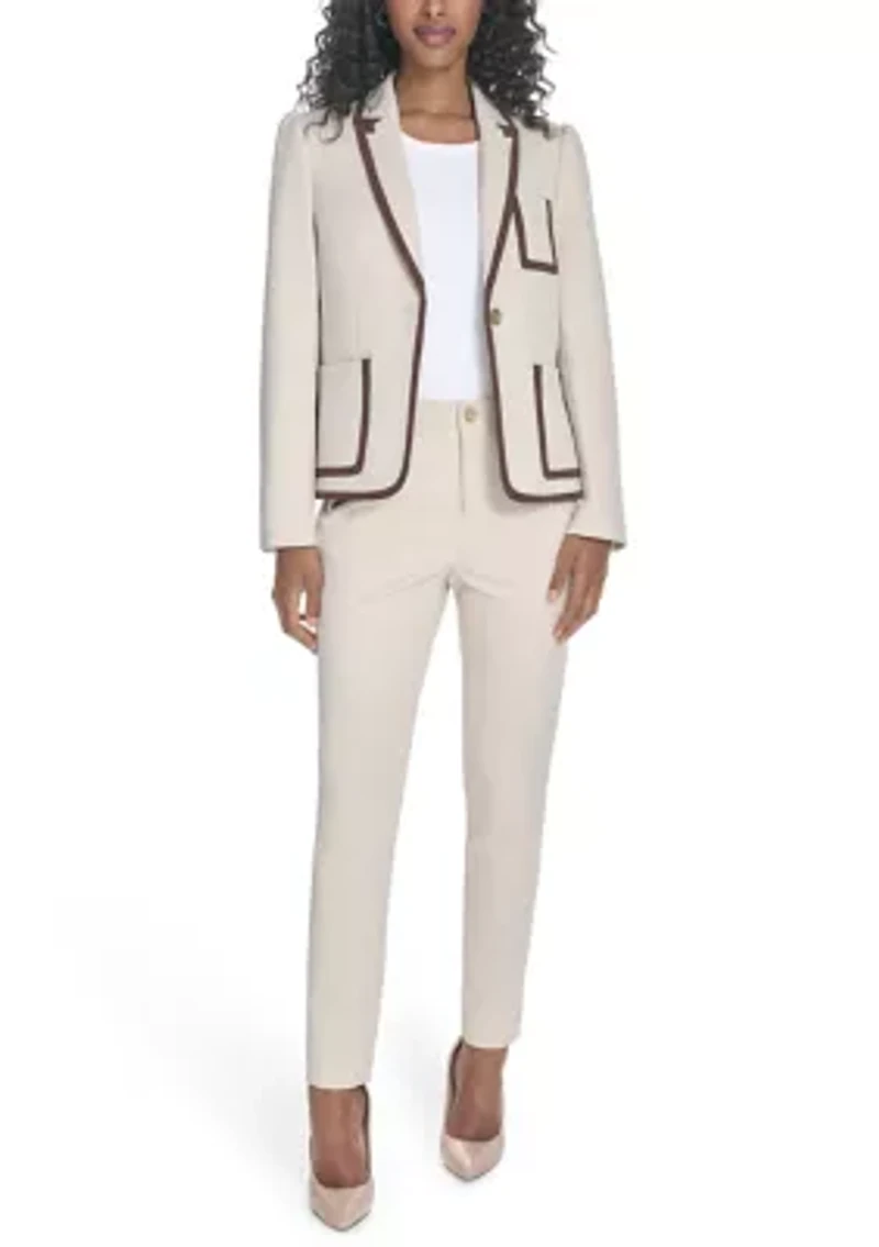 Women's Contrast Trim One Button Blazer