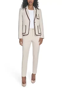 Women's Contrast Trim One Button Blazer
