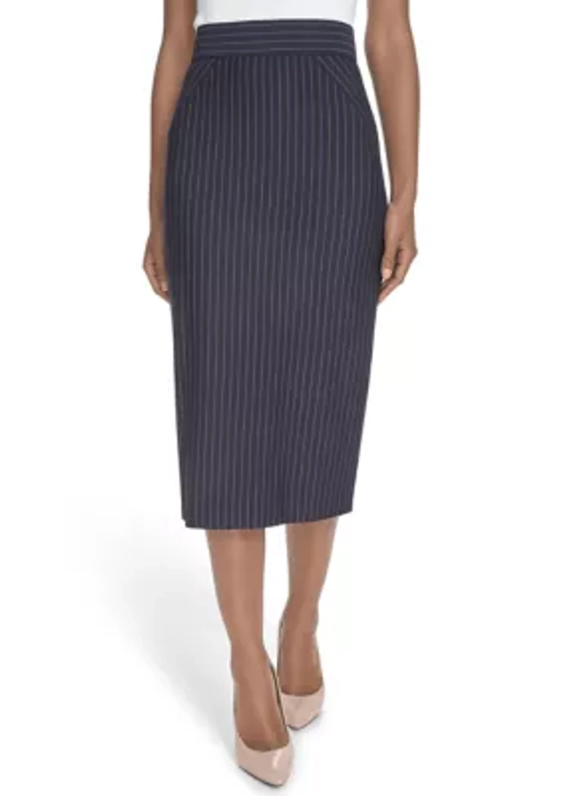 Women's Pinstripe Midi Skirt