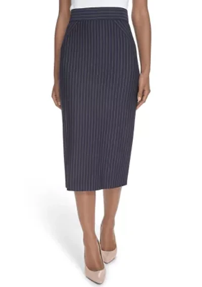Women's Pinstripe Midi Skirt
