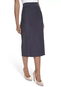 Women's Pinstripe Midi Skirt