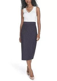 Women's Pinstripe Midi Skirt