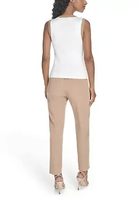 Women's Sleeveless V-Neck Tipped Sweater