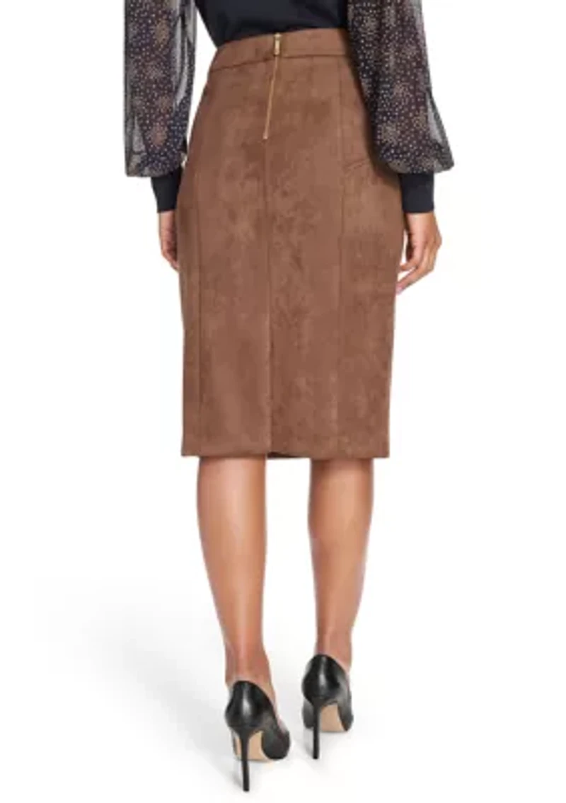 Women's Scuba Suede Pencil Skirt