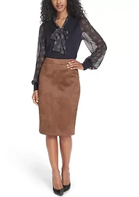 Women's Scuba Suede Pencil Skirt
