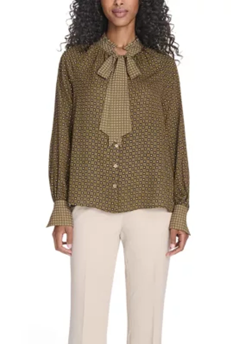Women's Foulard Tie Neck Blouse