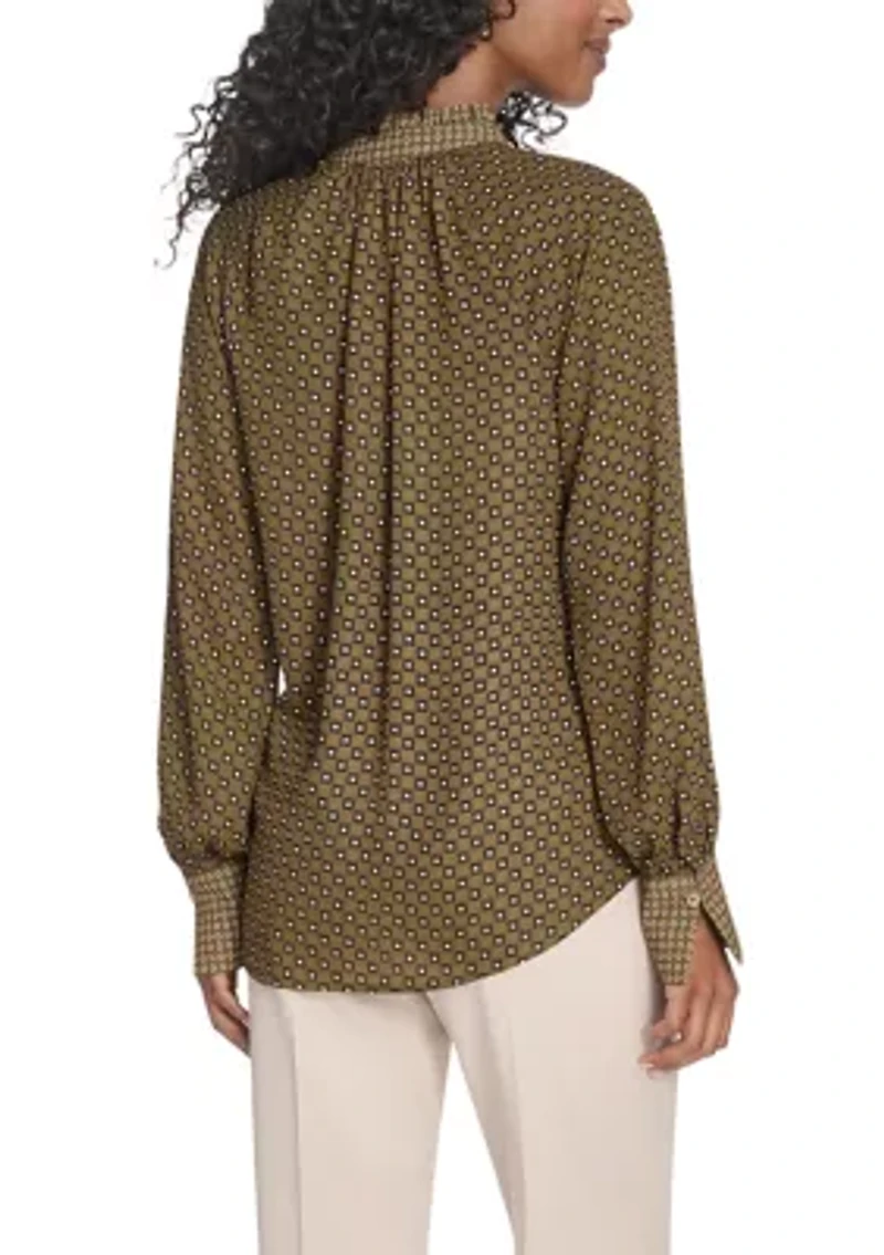 Women's Foulard Tie Neck Blouse