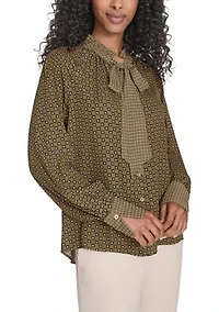 Women's Foulard Tie Neck Blouse