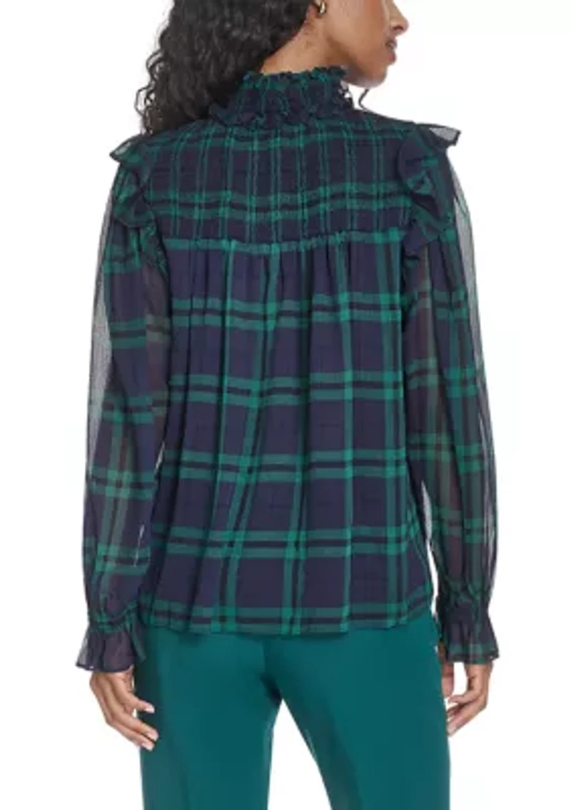 Women's Plaid Peasant Blouse