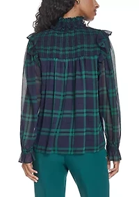 Women's Plaid Peasant Blouse