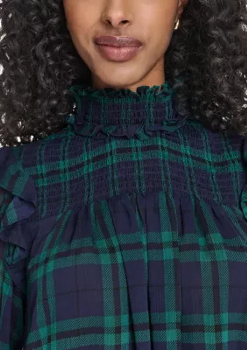 Women's Plaid Peasant Blouse