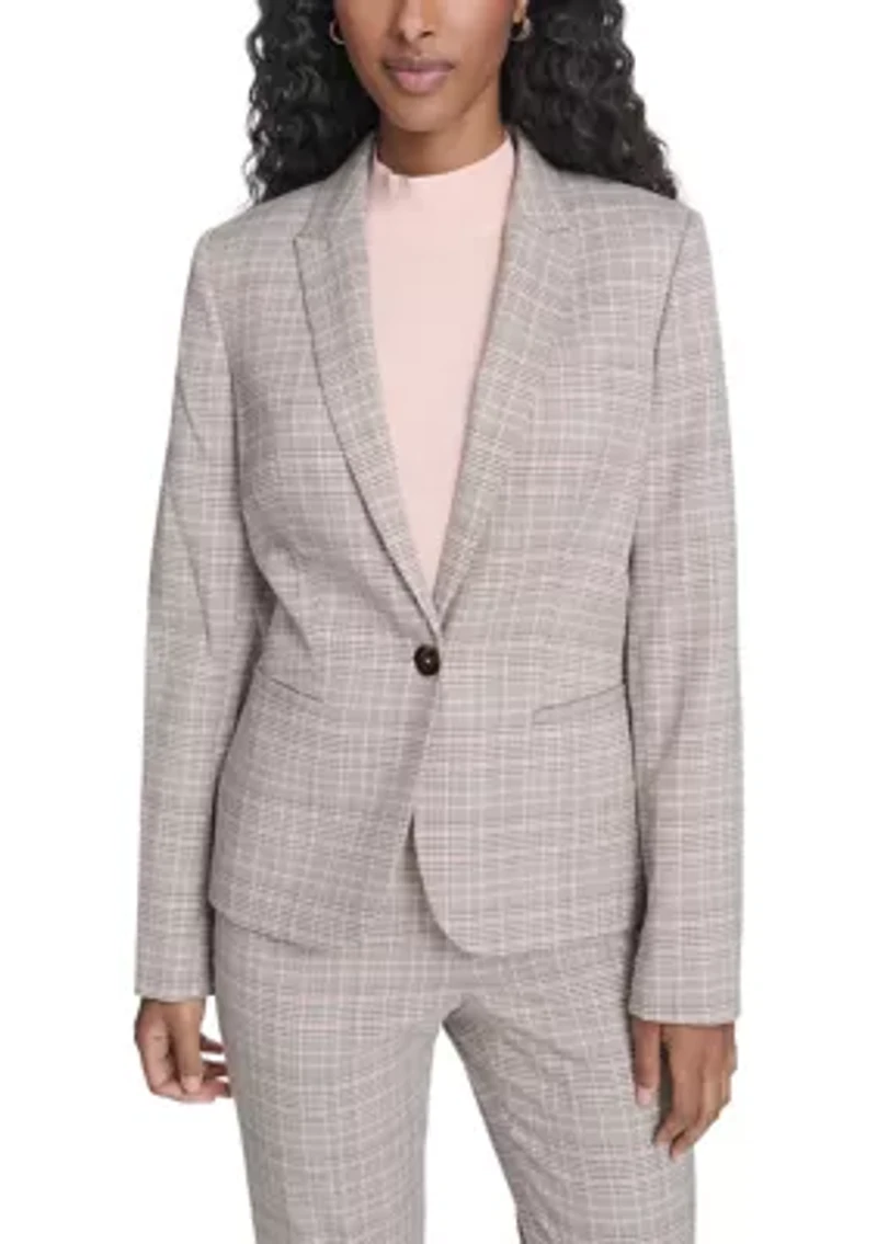 Women's Plaid One Button Blazer