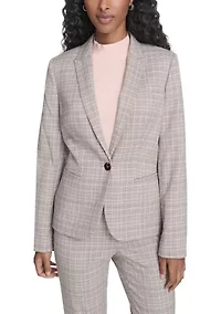 Women's Plaid One Button Blazer