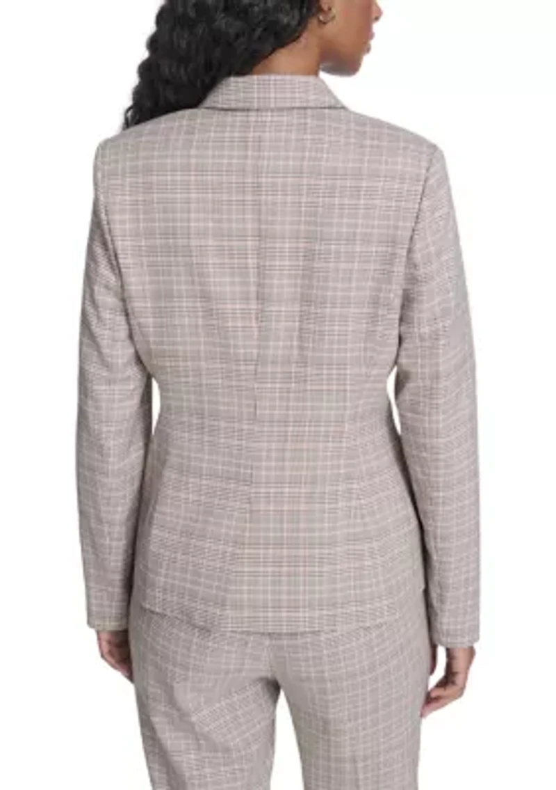 Women's Plaid One Button Blazer