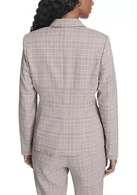 Women's Plaid One Button Blazer