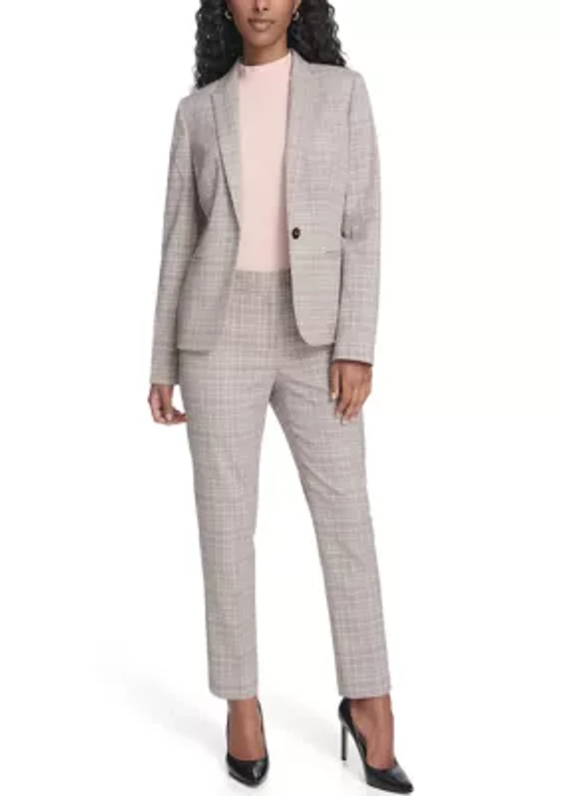 Women's Plaid One Button Blazer