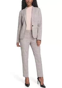 Women's Plaid One Button Blazer