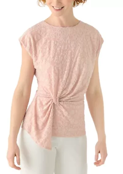 Women's Short Sleeve Side Ruch Lace Top