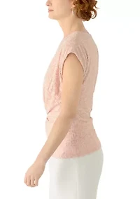 Women's Short Sleeve Side Ruch Lace Top