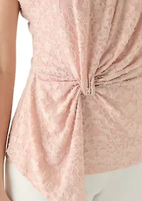 Women's Short Sleeve Side Ruch Lace Top