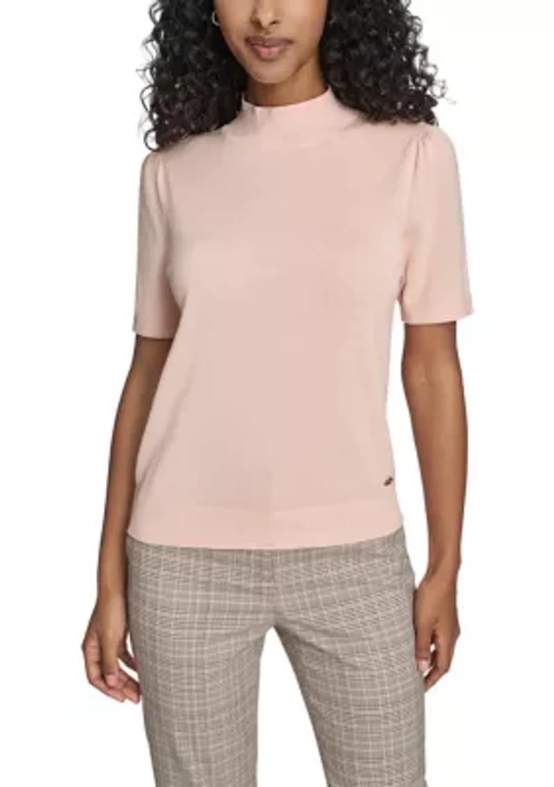 Women's Puff Sleeve Mock Neck Sweater