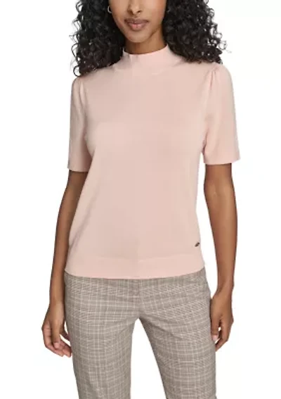 Women's Puff Sleeve Mock Neck Sweater