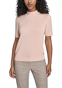 Women's Puff Sleeve Mock Neck Sweater