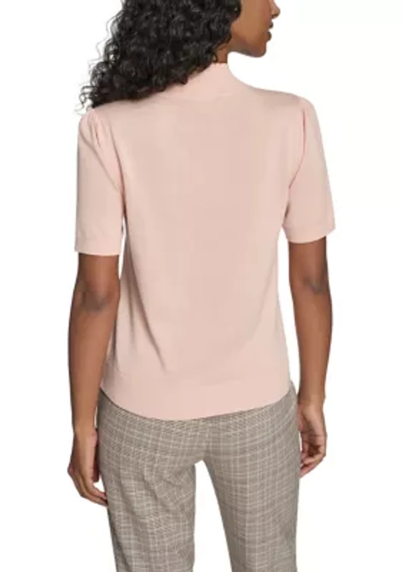 Women's Puff Sleeve Mock Neck Sweater