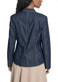 Women's Denim One Button Blazer