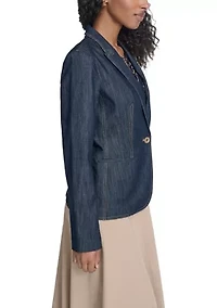Women's Denim One Button Blazer