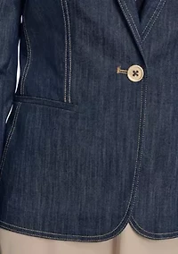 Women's Denim One Button Blazer