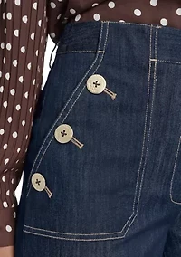 Women's Denim Sailor Pant Trousers