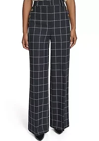 Women's Windowpane Sailor Pant Trousers