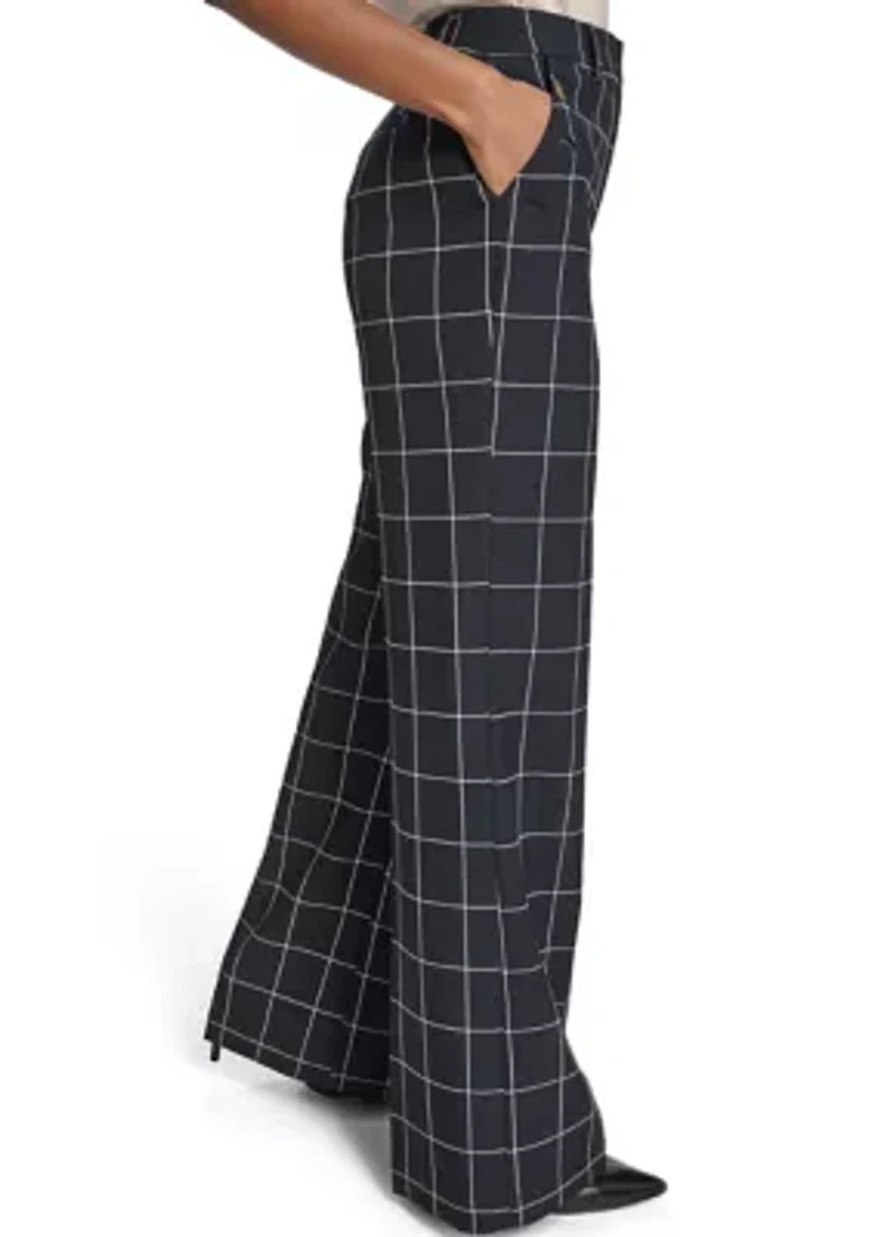 Women's Windowpane Sailor Pant Trousers