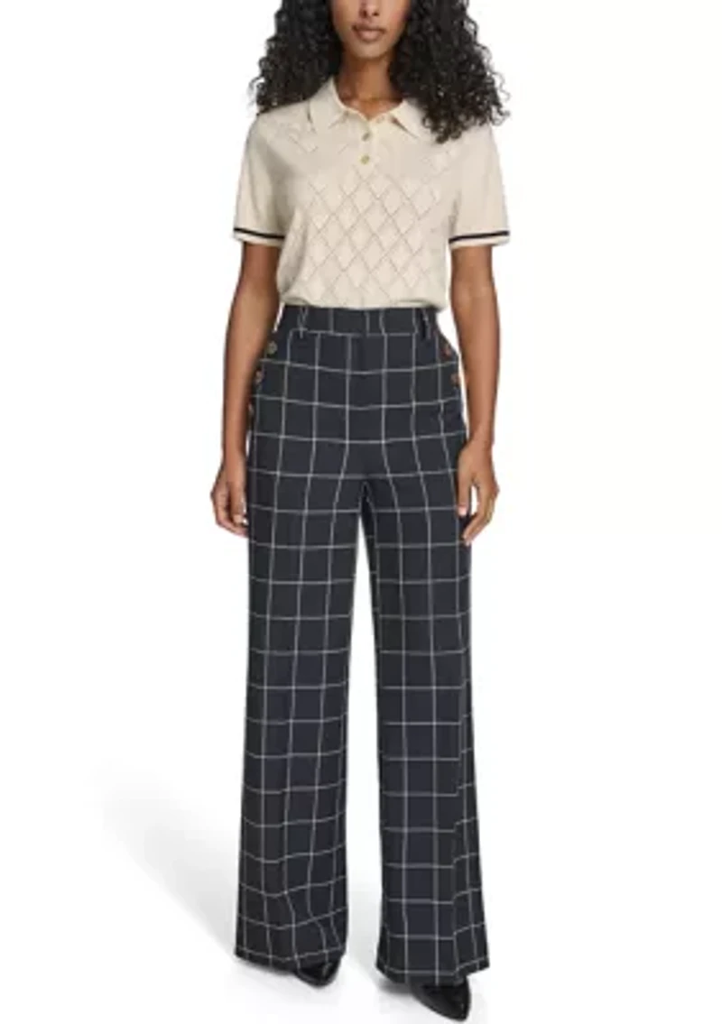 Women's Windowpane Sailor Pant Trousers