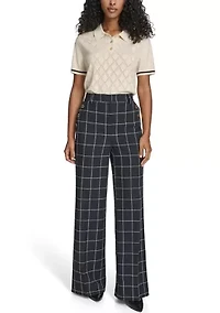 Women's Windowpane Sailor Pant Trousers