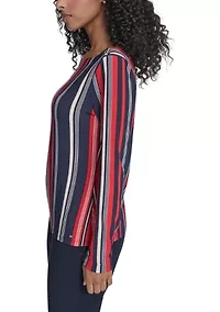 Women's Long Sleeve Striped Knit Top