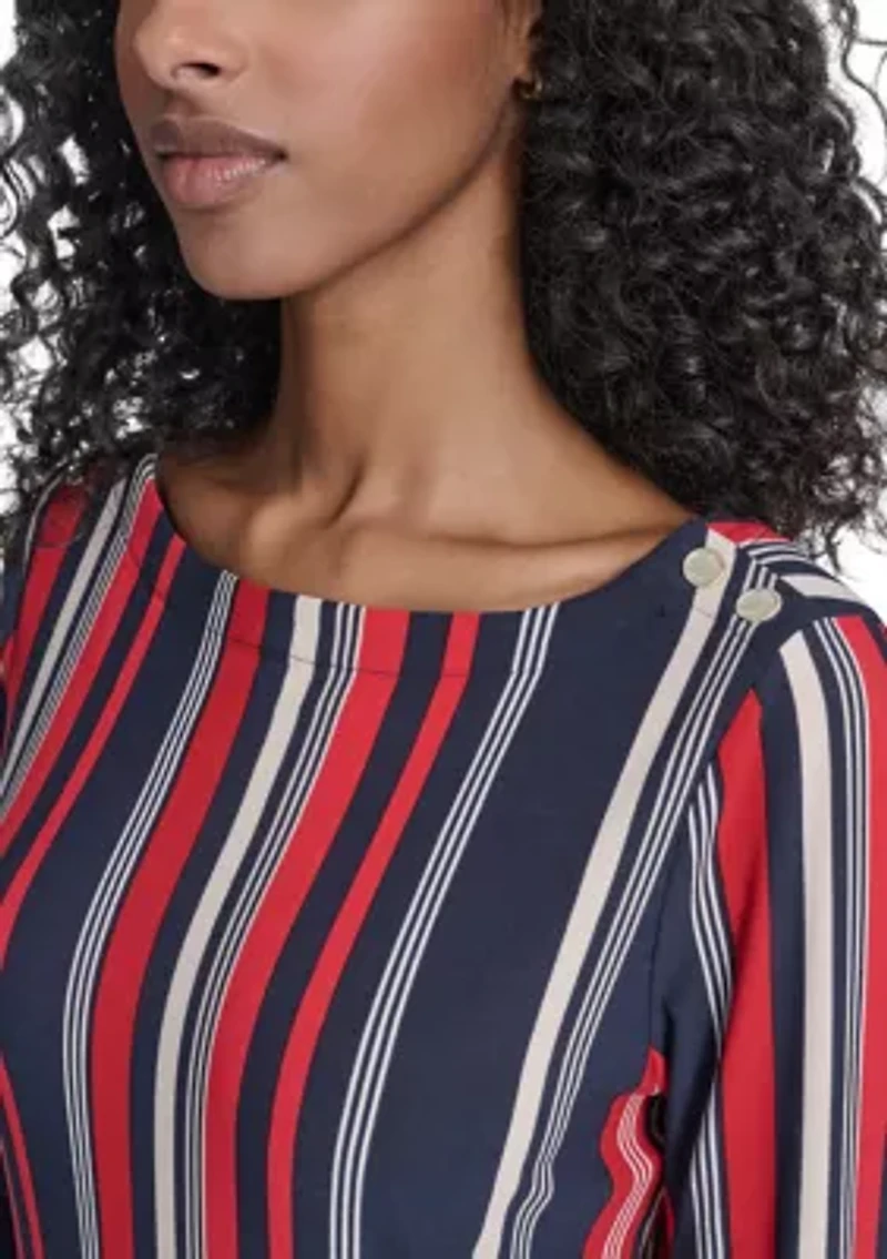 Women's Long Sleeve Striped Knit Top