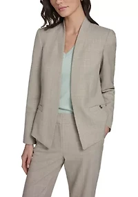 Women's Plaid Open Front Blazer