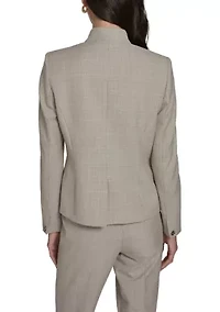 Women's Plaid Open Front Blazer