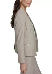 Women's Plaid Open Front Blazer