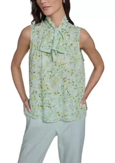 Women's Floral Vine Pintuck Blouse