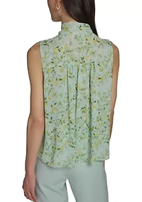 Women's Floral Vine Pintuck Blouse
