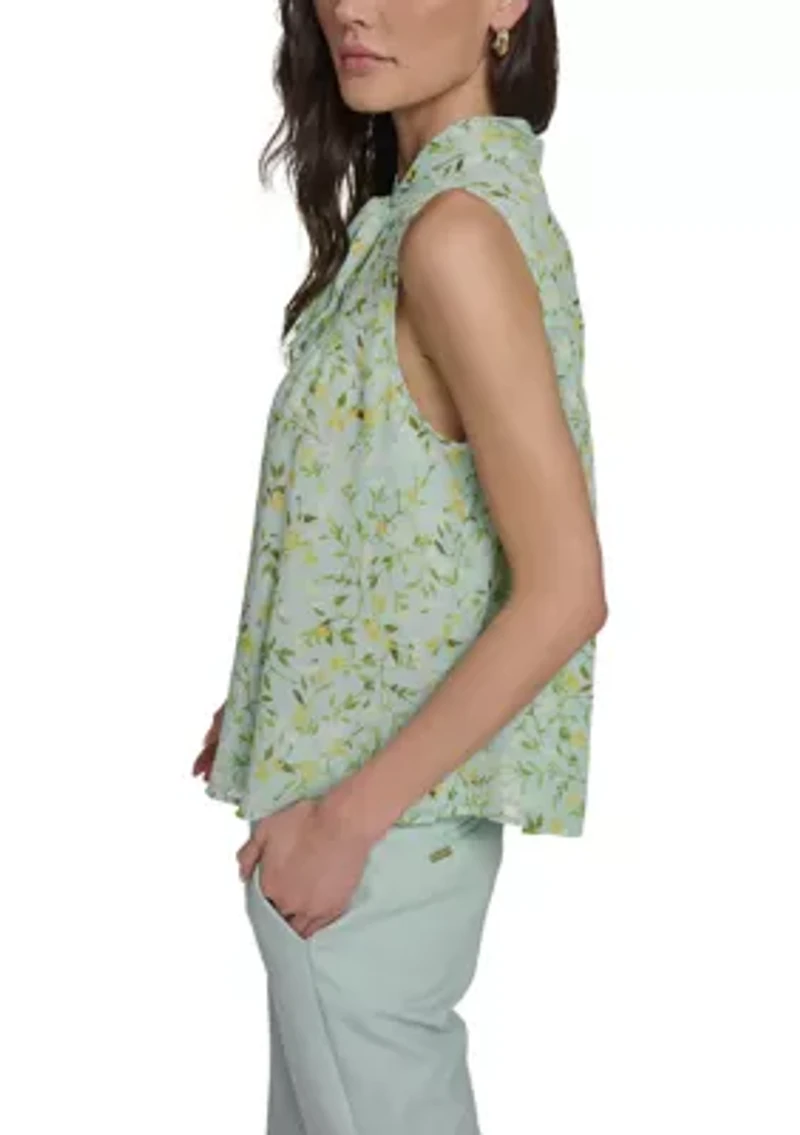 Women's Floral Vine Pintuck Blouse