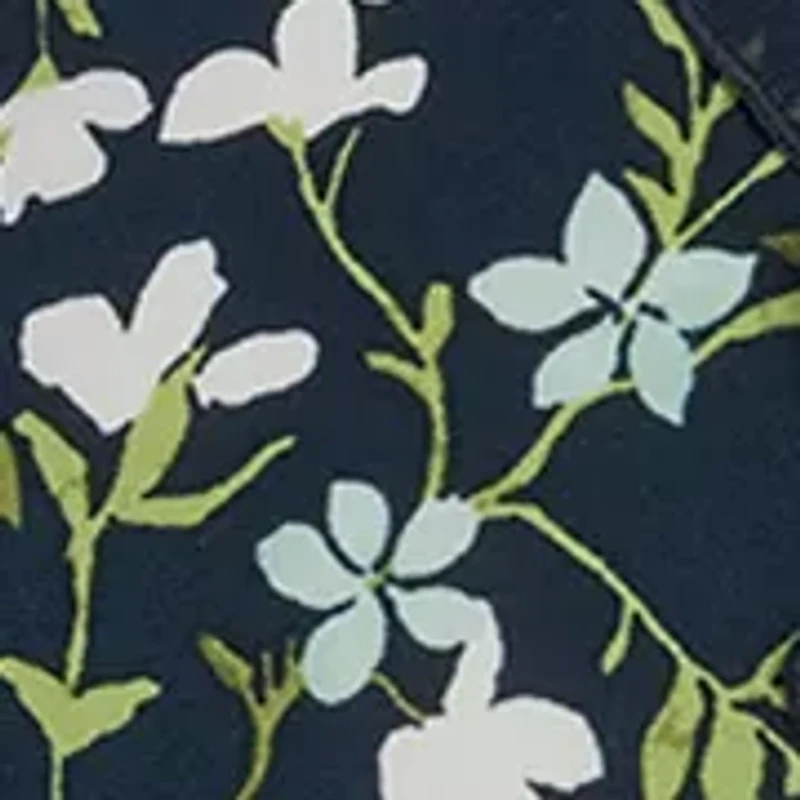 Women's Floral Vine Mixed Media Ruffle Top