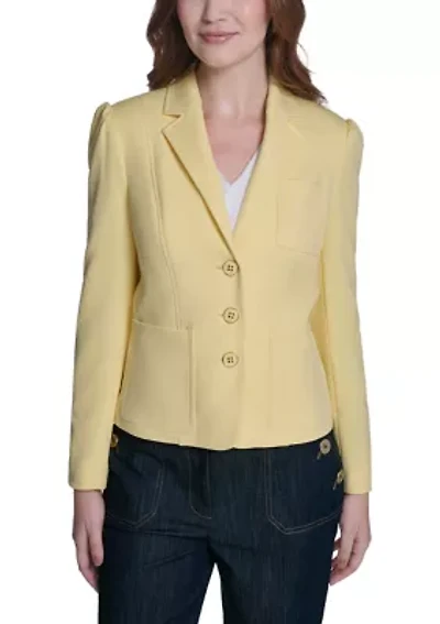 Women's Puff Sleeve Patch Pocket Blazer