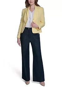 Women's Puff Sleeve Patch Pocket Blazer