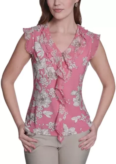 Women's Floral Pintuck Blouse