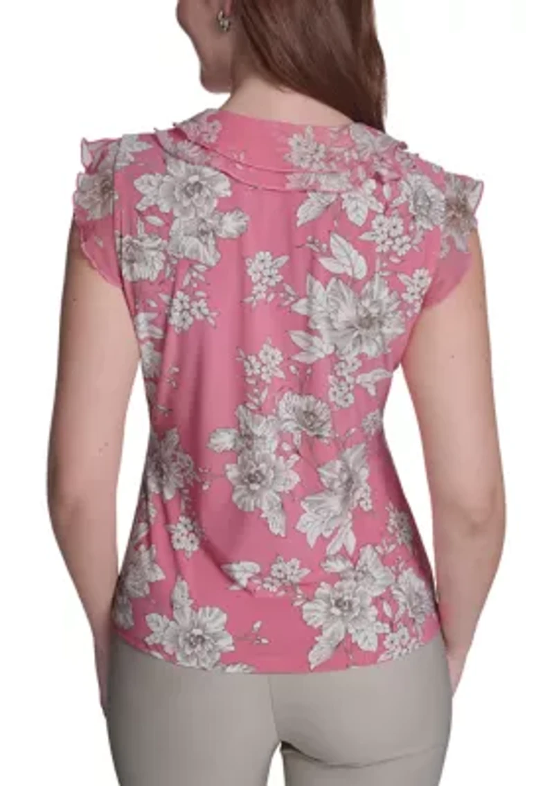 Women's Floral Pintuck Blouse